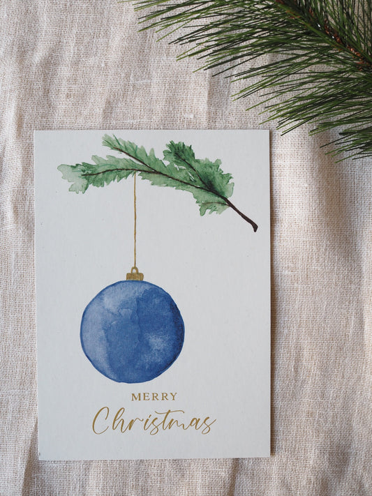 Blue Ornament Bliss Christmas card